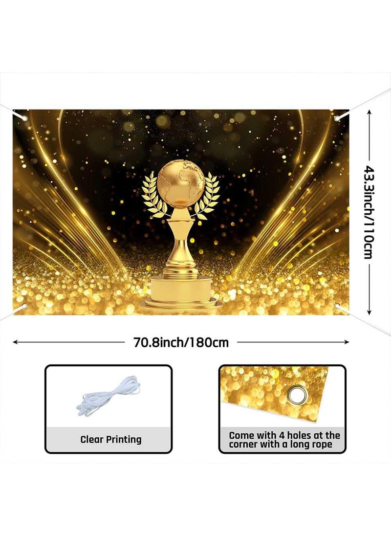 Ticuenicoa Ticuenicoa Golden Globe Awards Banner  708x433 Inches Golden Champion Trophy Photography Background with Shiny Gold Glitter Perfect for Awards Ceremonies and Photo Booth Props  - Image 3