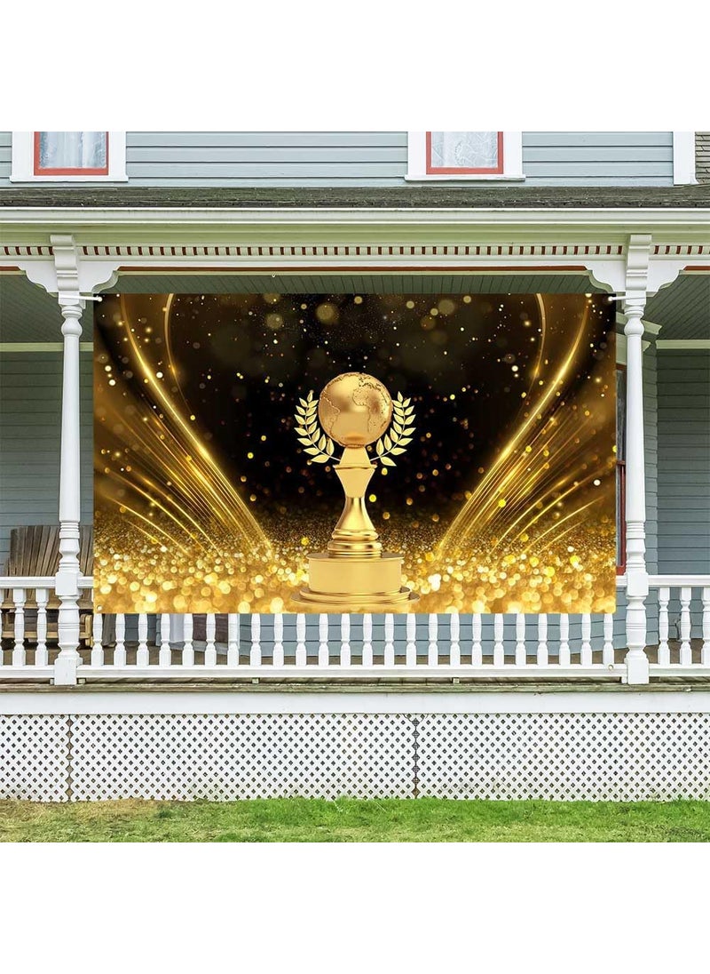 Ticuenicoa Ticuenicoa Golden Globe Awards Banner  708x433 Inches Golden Champion Trophy Photography Background with Shiny Gold Glitter Perfect for Awards Ceremonies and Photo Booth Props  - Image 2