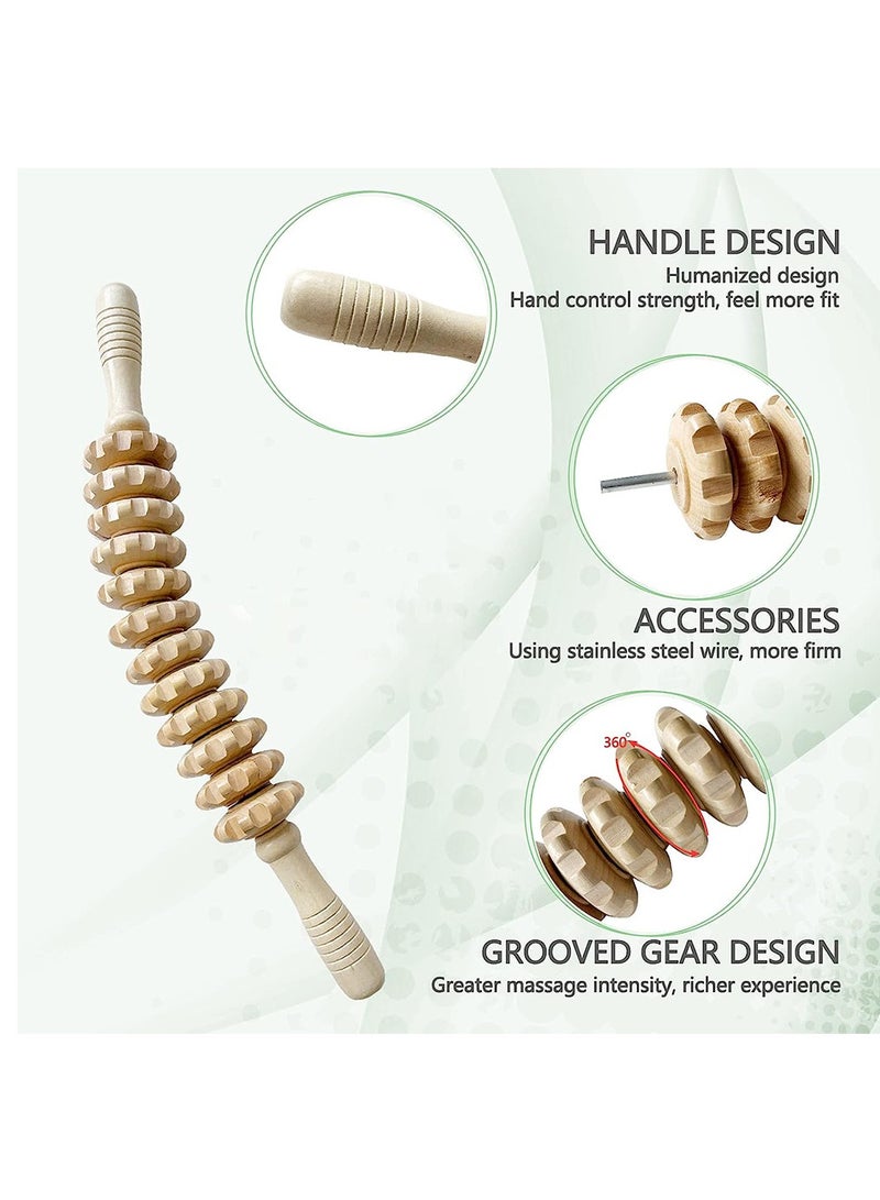 إسكدنيا أسطوانة تدليك خشبية منحنية، أسطوانة للجسم متعددة الوظائف للخصر والفخذ، أسطوانة تدليك خشبية محمولة لتقليل السيلوليت وتوتر العضلات خشب مساج - Image 5
