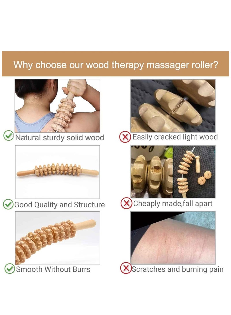 إسكدنيا أسطوانة تدليك خشبية منحنية، أسطوانة للجسم متعددة الوظائف للخصر والفخذ، أسطوانة تدليك خشبية محمولة لتقليل السيلوليت وتوتر العضلات خشب مساج - Image 4