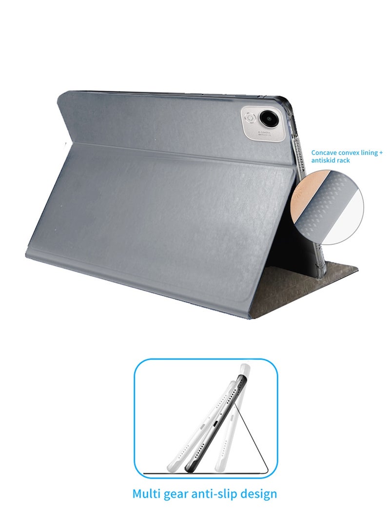 BYTER Honor Pad X9a (11.5 inch) 4G 2025 Classic PU Leather Trifold Stand Flip Case Cover (TCFPSR) - Grey - Image 5