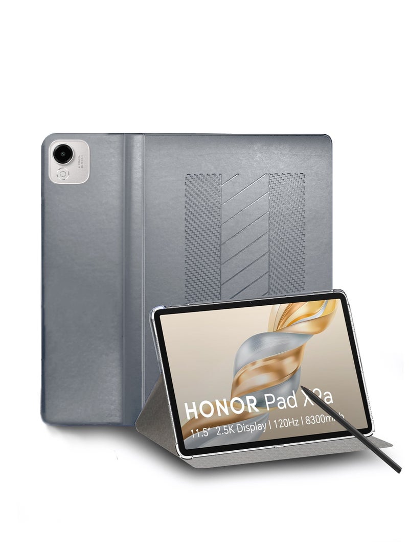 BYTER Honor Pad X9a (11.5 inch) 4G 2025 Classic PU Leather Trifold Stand Flip Case Cover (TCFPSR) - Grey - Image 1