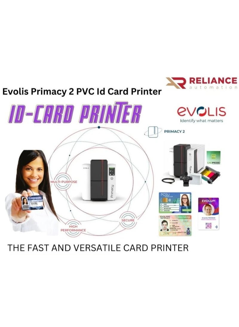 evolis Evolis Primacy 2 Dual Side ID Card Printer Bundle – Includes Basic Card Software, YMCKO Ribbon & 100 PVC Cards – PM2-0025-M  - Image 2