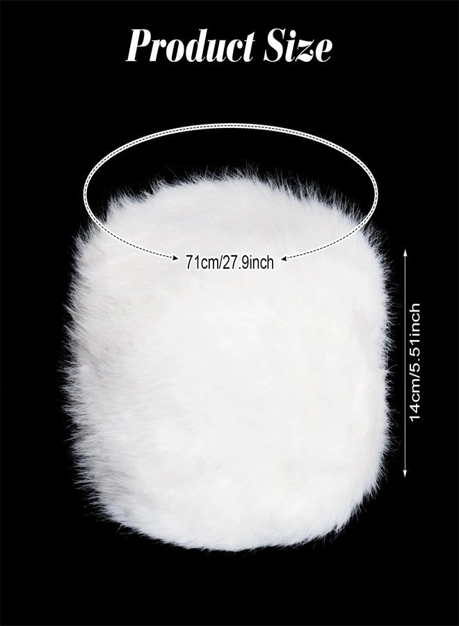 Fumwase Women's Winter Faux Fur Hat with Elastic Earwarmer Earmuff Warm Cap Fluffy Bucket Hat Furry (US, Alpha, One Size, White) - Image 2