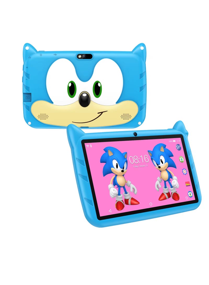 AROAQ Kids Tablet, 7 Inch Kids Learning Toy Computer With Wifi, 400mah Battery Dual Cameras Kids Pad, Portable Children Smart Tablet With Quad Core Processor, (1pc, 32G, Blue) - Image 1