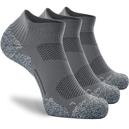 CWVLC Unisex Cushioned Compression Athletic Ankle Socks Multipack, 3-pairs Charcoal, M (7.5-10 W US/ 6-8.5 M US) - Image 1