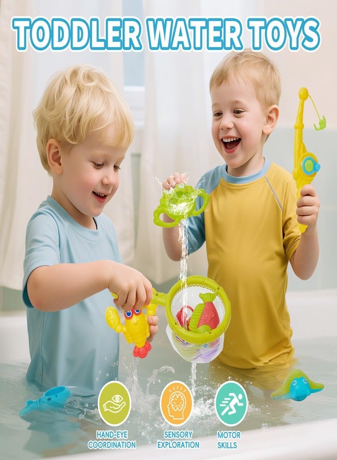 AMCHSURI Toddler Bath Toys for Kids Ages 1-3, Mold Free Bathtub Pool Water Table Toys with Pole Rod Net & Plastic Floating Fishes, Outdoor Water Toys for Kids Toddlers Birthday Gifts Aged 2-4 3-5 4-8 - Image 4