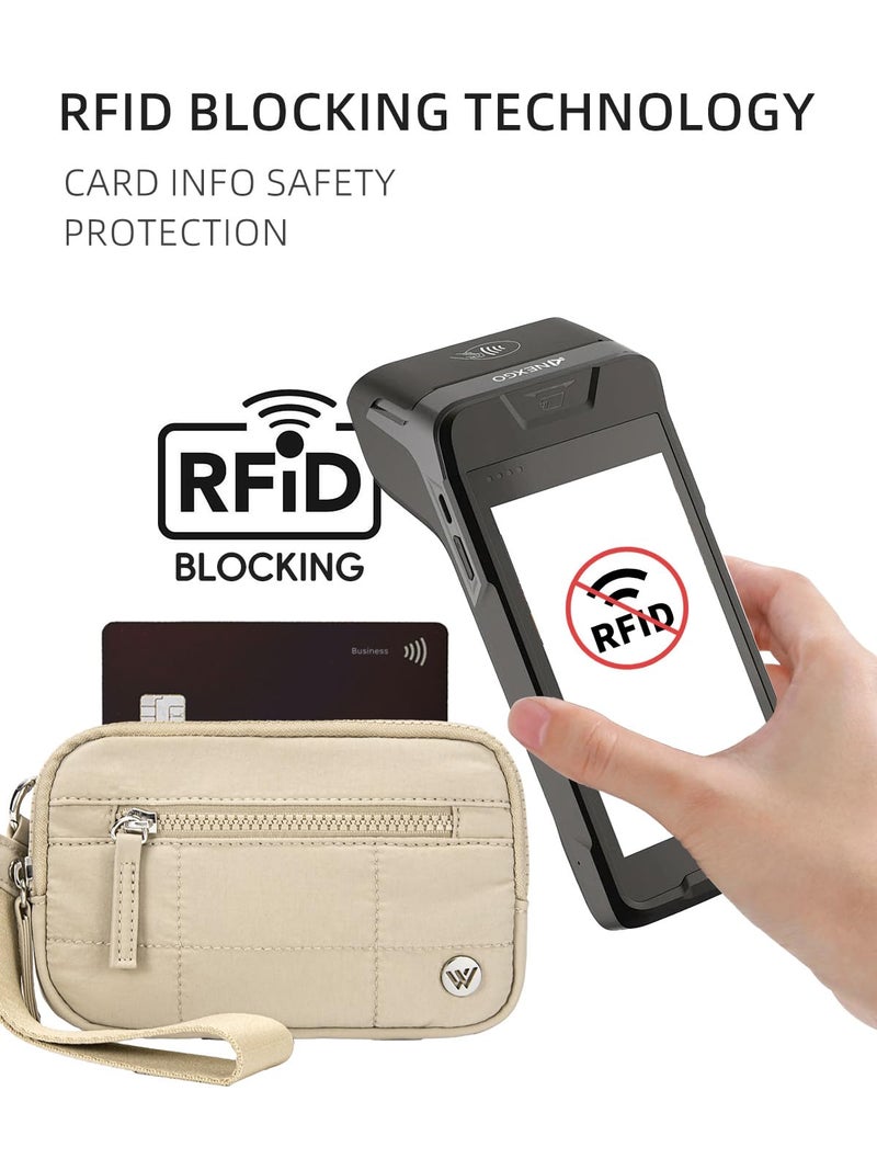 WESTBRONCO Wristlet Wallets for Women â€“ RFID Blocking Quilted Nylon Phone Wallet Clutch, Zip Around Card Holder Purse for Travel & Everyday Use - Image 5