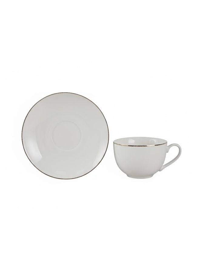 تراست طقم فناجين شاي بورسلان مع صحون (12 قطعة)، 200 مل، أبيض/ذهبي، يكفي لـ 6 أشخاص - Image 3