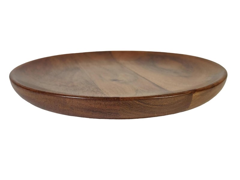 Edencart Handicrafts Beautiful Table Decor Round Shape Artistic Wooden Plate for Home and Kitchen Sheesham Wood Brown Wooden Plate 8 - Image 1