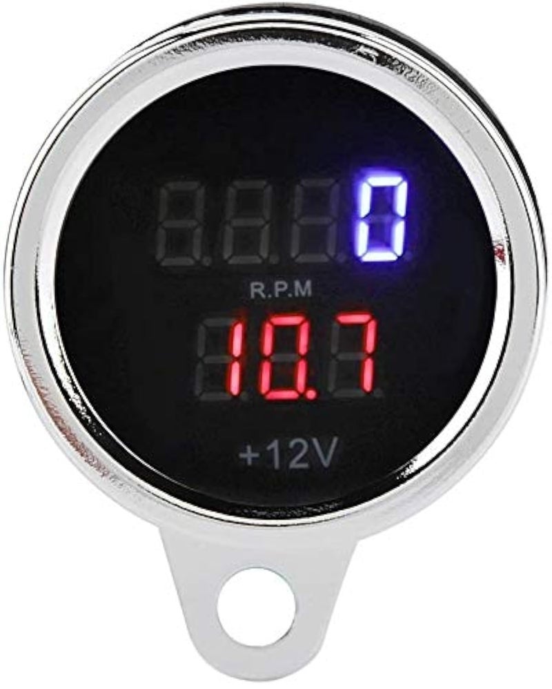 Skdorpfm Universal 2 in 1 Waterproof LED Digital Voltmeter Tachometer Gauge Metal Odometer Speedometer for Motorcycles - Image 3