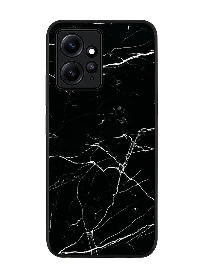Stylizedd Rugged Black edge case for Redmi Note 12 4G Slim fit Soft Case Flexible Rubber Edges Anti Drop TPU Gel Thin Cover - Marble Print Black - Image 1