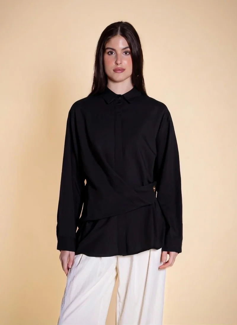 SHAPES WRAPPED LINEN BLEND SHIRT