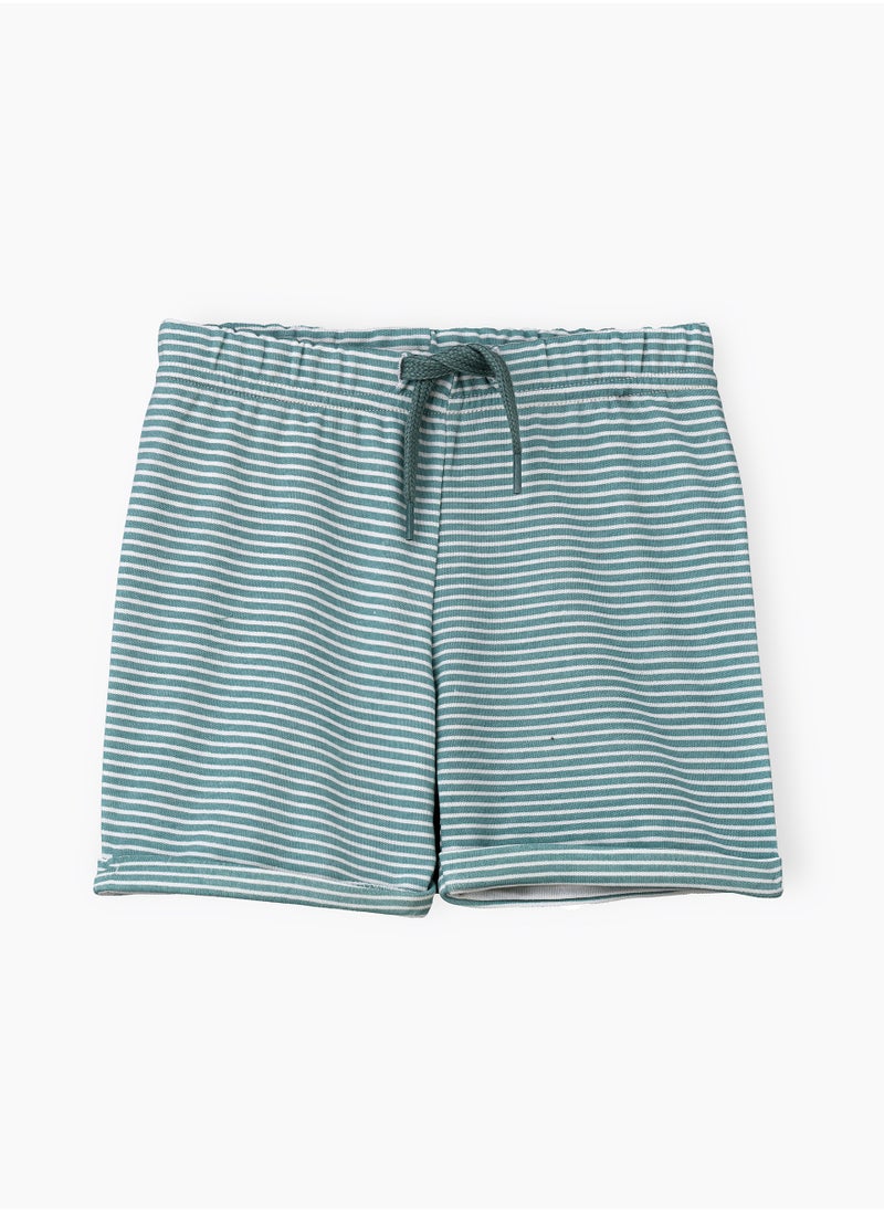 JAM Boys' Teal Striped Cotton Shorts  - Image 1