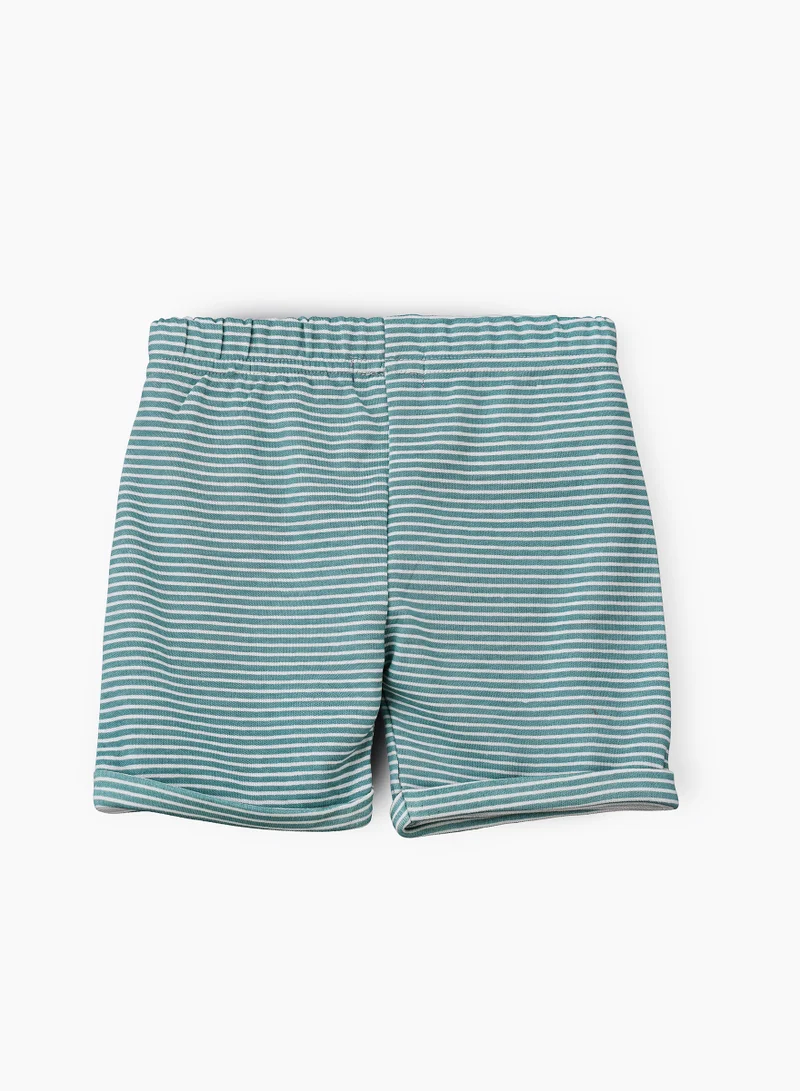 JAM Boys' Teal Striped Cotton Shorts