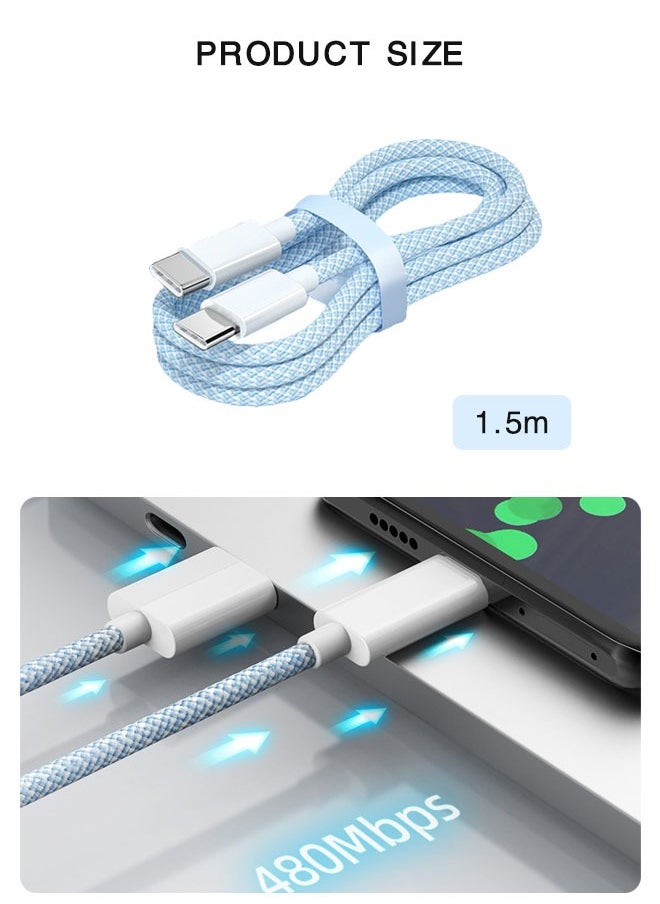 Polish'D TypeC Super Fast Charging Braided Data Cable 1.5M Blue  - Image 2