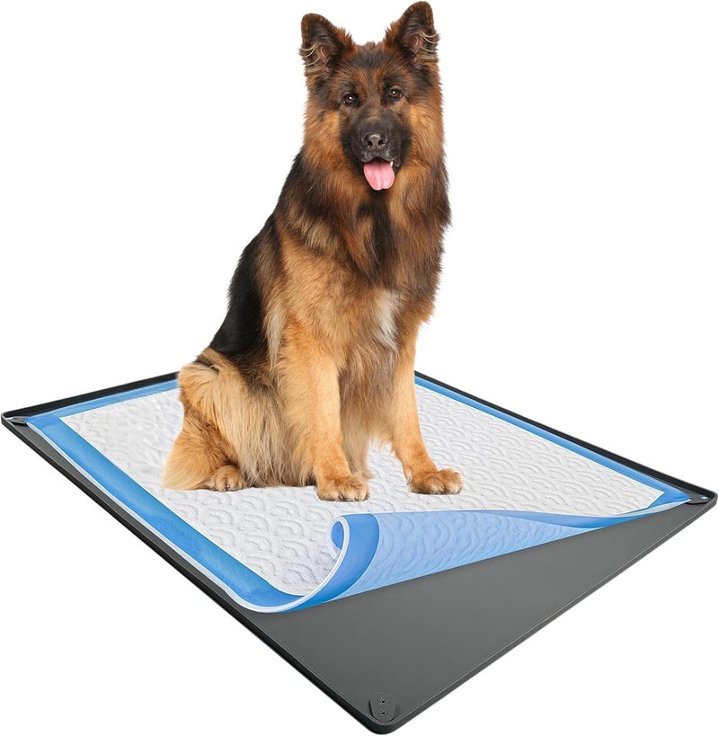 Skywin - Pee Pad Holder Tray 27.5 x 44 Inches, Puppy Pad Holder, Easy to Clean and Store Pee Pad Holder for Dogs, Silicon Training Pad Holder, No Spill Puppy Pad Holder (Grey) - Image 1