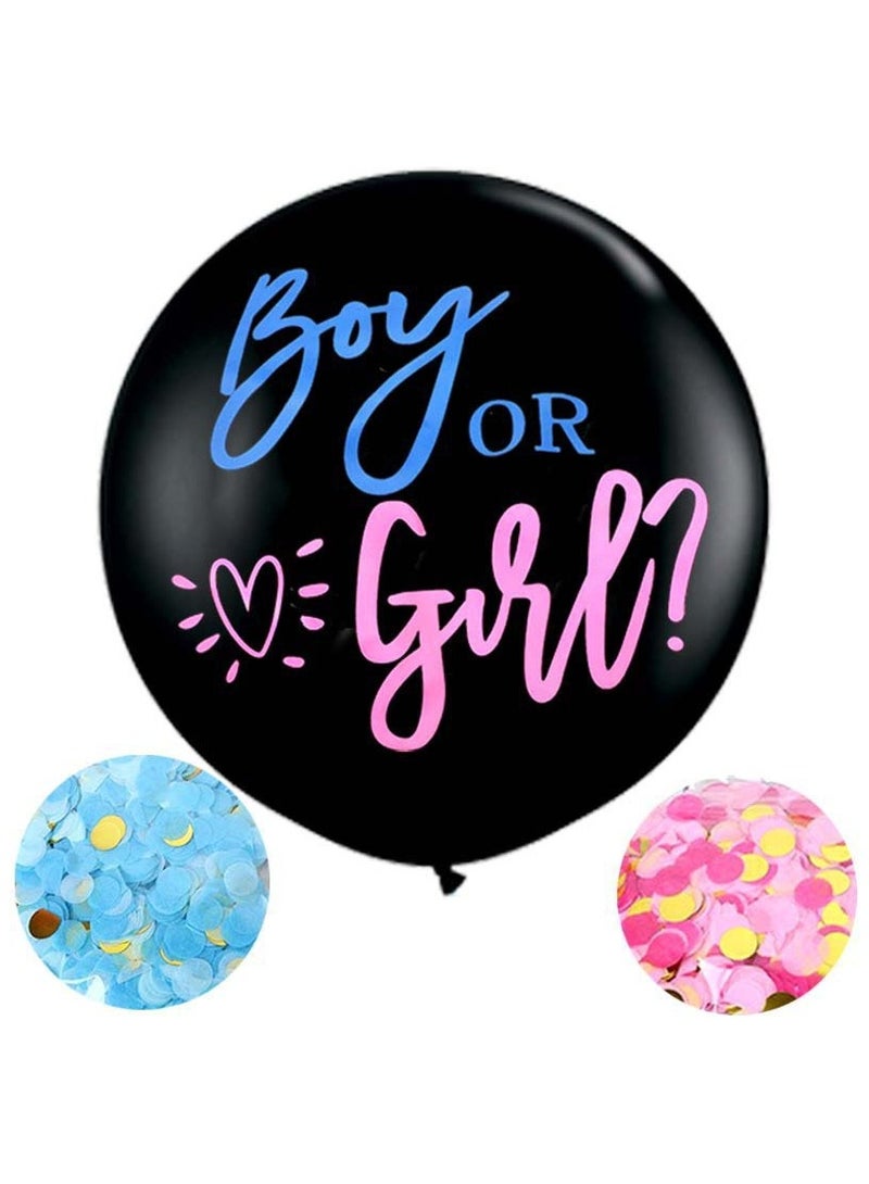 MUMO Thickened Gender Revealing Balloon, Pink and Blue Gender Revealing Confetti, 36 Inch Black Gender Revealing Balloon, Gender Revealing Party, Suitable for Photography and Video Recording - Image 1