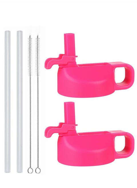 Straw Lid Suitable For Hydro Flask,Straw Cap Wide-Mouth Water Bottle 18 32 40 Ounces (About 1.18 Liters) Wide Mouth, Top Replacement (With 2 Straws And 1 Brush)