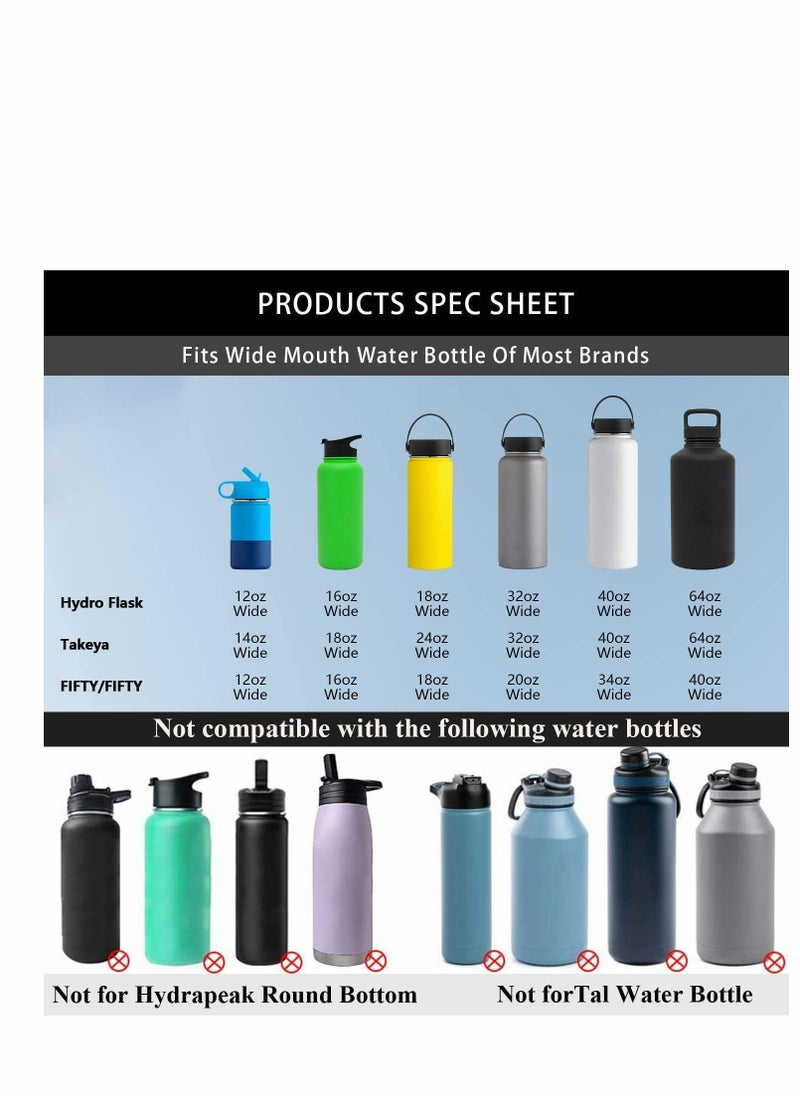 Straw Lid Suitable For Hydro Flask,Straw Cap Wide-Mouth Water Bottle 18 32 40 Ounces (About 1.18 Liters) Wide Mouth, Top Replacement (With 2 Straws And 1 Brush)