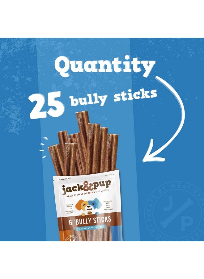 jack Jack&Pup 6Inch Odor Free Bully Sticks Dog Treats | Single Ingredient All Natural Dog Treat Chews | Long Lasting Bully Sticks For Medium Dogs (25 Pack)  - Image 3