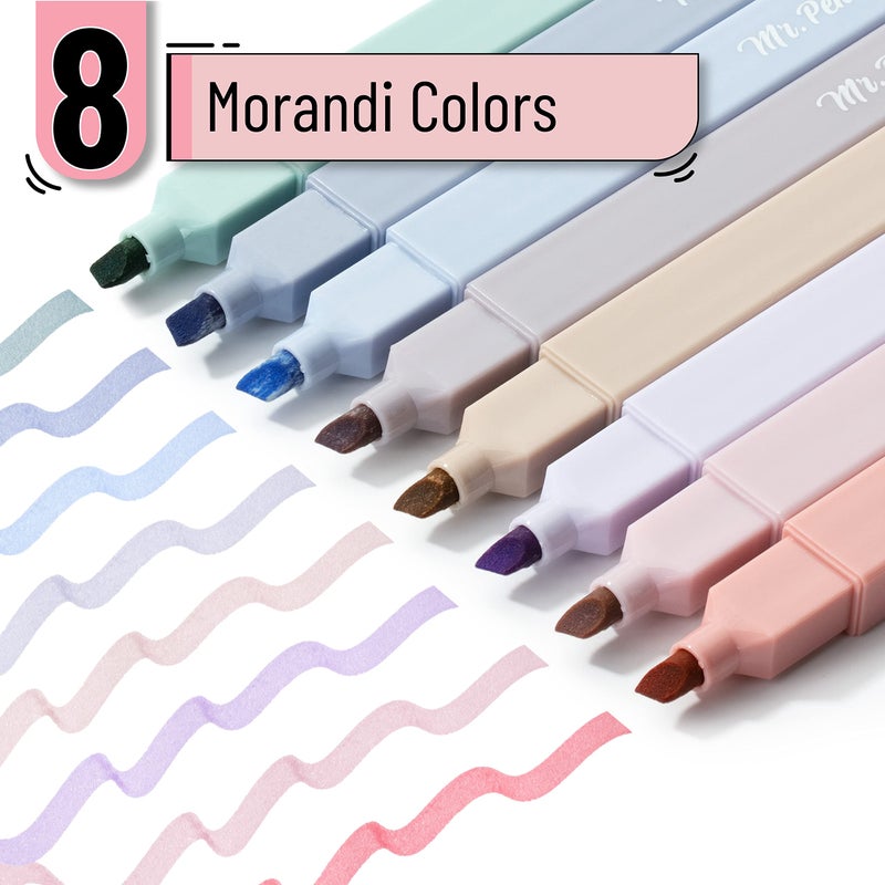 Mr. Pen Aesthetic Highlighters - 8 pcs Chisel Tip Morandi Colors No Bleed Bible Pastel Highlighter Set - Image 2