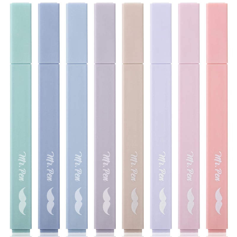 Mr. Pen Aesthetic Highlighters - 8 pcs Chisel Tip Morandi Colors No Bleed Bible Pastel Highlighter Set - Image 1