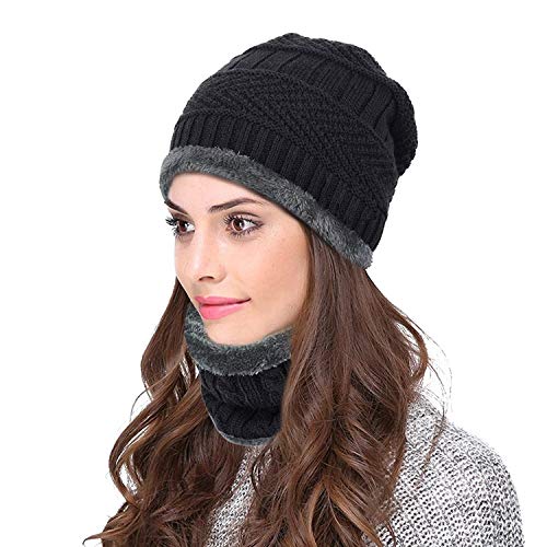 HIVER Unisex Acrylic Woolen Women's Winter Beanie Cap Black_Medium - Image 1