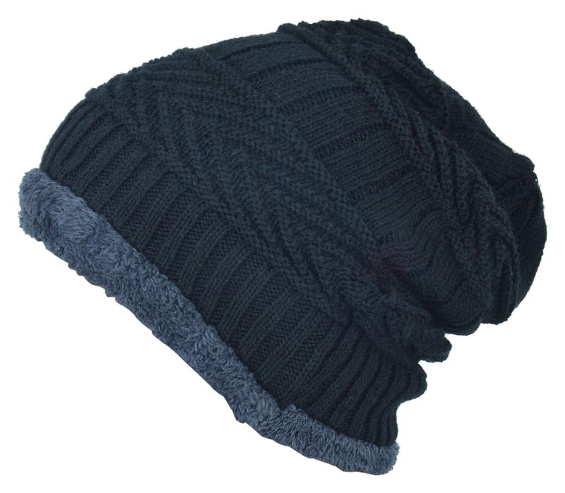 HIVER Unisex Acrylic Woolen Women's Winter Beanie Cap Black_Medium - Image 3