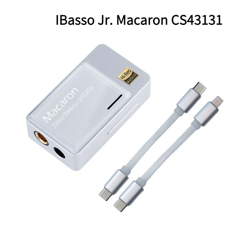 iBasso Jr. Macaron Portable USB DAC HiFi Headphone Amplifier, Cs43131 Decoder, Type-C to Lightning, Silver - Image 1