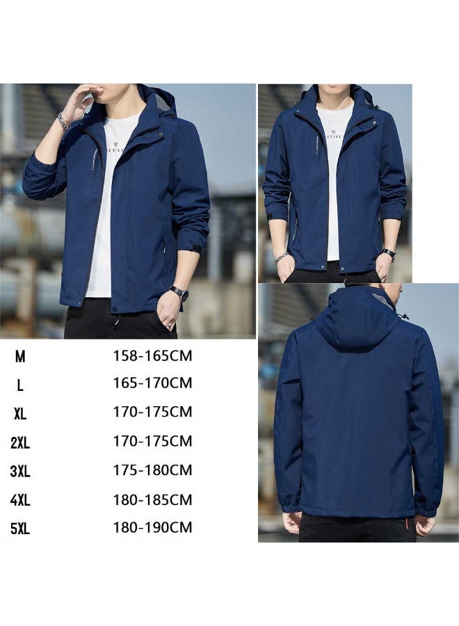 إسكدنيا نمط صلب الخريف والشتاء سترة الرجال مغطاة الرياضة العادية مقاومة للرياح السحاب معطف مع كاب الهواء الطلق الأزرق - Image 2