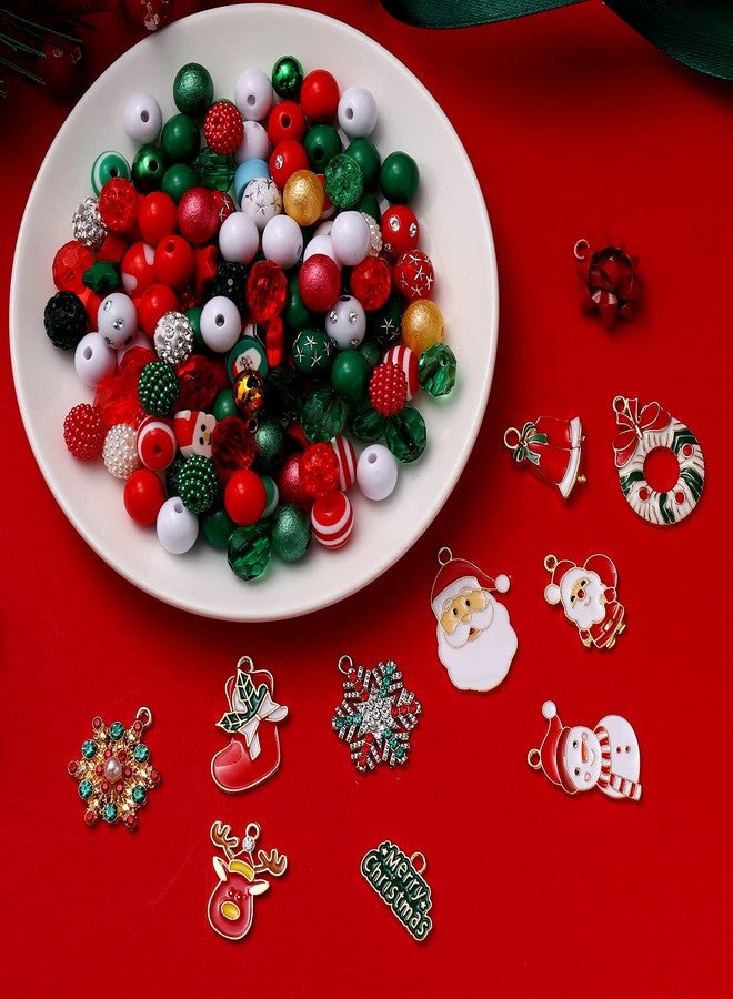 YAHPERN 2400PCS+ Christmas Beads for Jewelry Making, Enamel Christmas Charms Bulk, Red Green Xmas Clay Rhinestone Crystal Acrylic Loose Beads Letter Spacer Beads for Bracelet Necklace Making DIY Crafts - Image 3