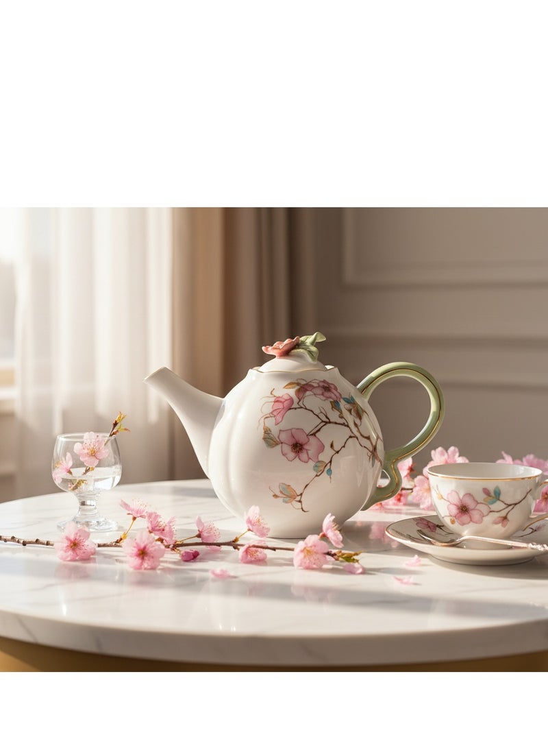 AKDC Angela White Floral Grace Ceramic Coffee Pot 800ml - Image 5