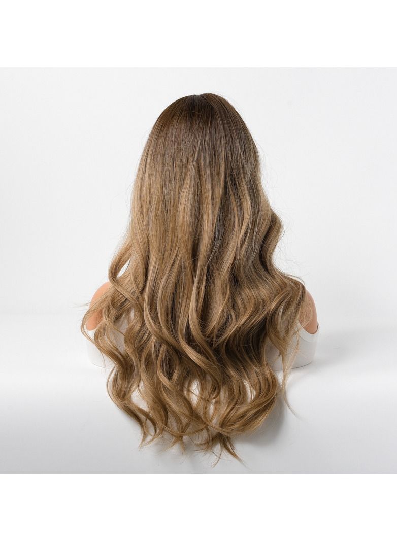 Estelle Wig Female Long Curly Hair Big Wave Medium Long Full Headgear Dark Brown - Image 3