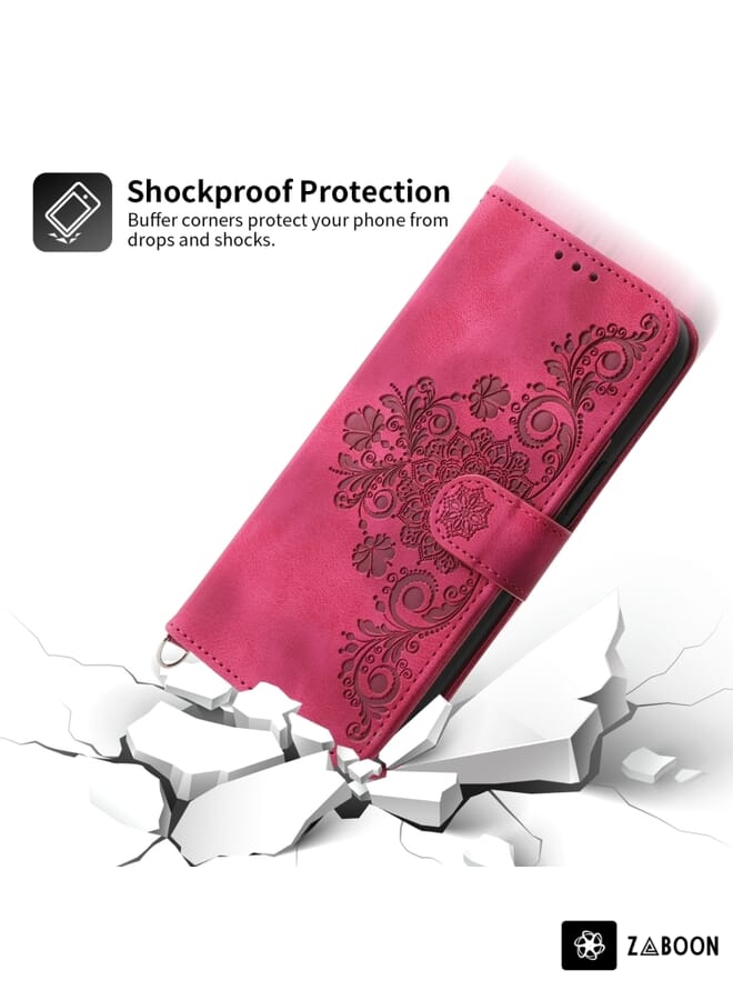 Zaboon Protective Case For Honor 90 5G Skin-feel Flowers Embossed Wallet Leather - Image 5