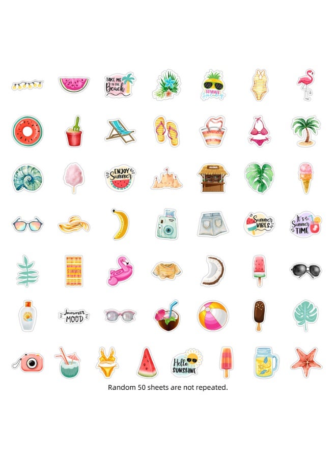 قوس قزح أورينبو 50 قطعة من ملصقات الصيف للأطفال من الفينيل ملصقات الشاطئ لزجاجات المياه ملصقات هاواي مقاومة للماء لأجهزة الكمبيوتر المحمول والبطاقات والمظاريف ولوازم الختم - Image 4