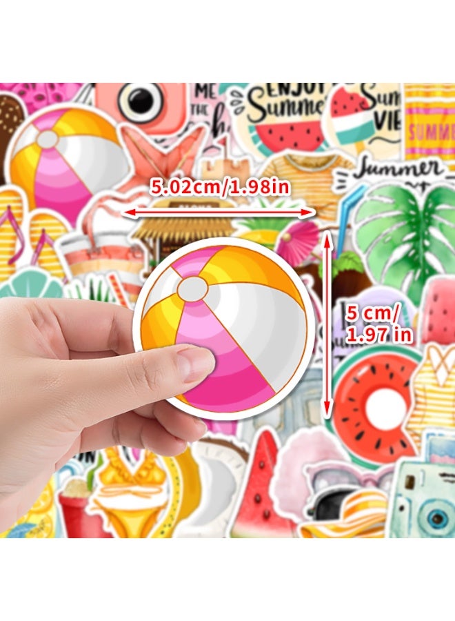 قوس قزح أورينبو 50 قطعة من ملصقات الصيف للأطفال من الفينيل ملصقات الشاطئ لزجاجات المياه ملصقات هاواي مقاومة للماء لأجهزة الكمبيوتر المحمول والبطاقات والمظاريف ولوازم الختم - Image 2
