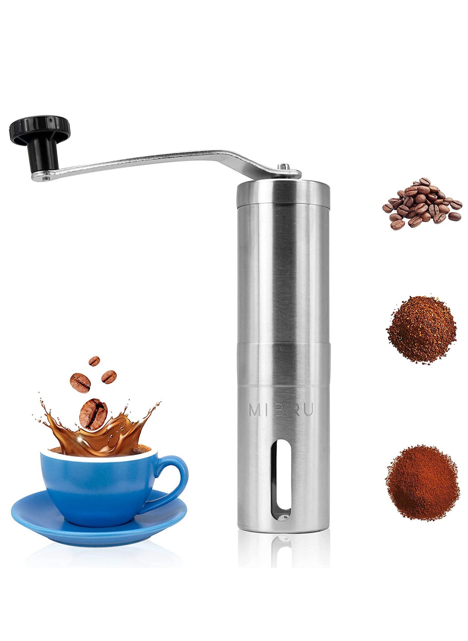 Manual Coffee Bean Grinder 30g Silver/Black 