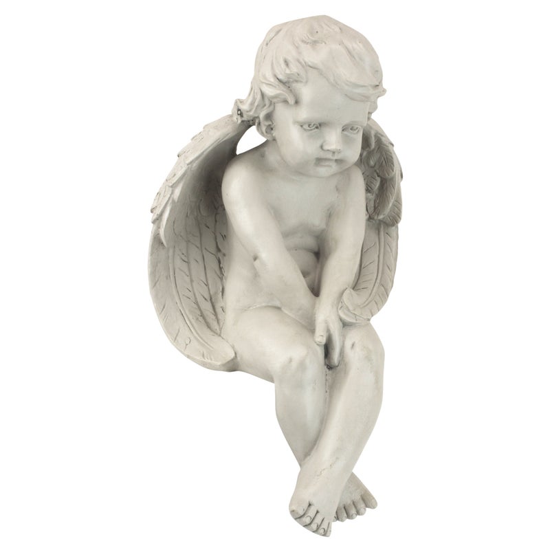 Design Toscano JE101261 Angel of Meditation Shelf Sitting Statue, 13 Inch, Polyresin, Antique Stone - Image 1