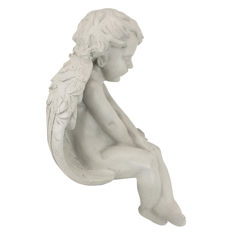 Design Toscano JE101261 Angel of Meditation Shelf Sitting Statue, 13 Inch, Polyresin, Antique Stone - Image 5