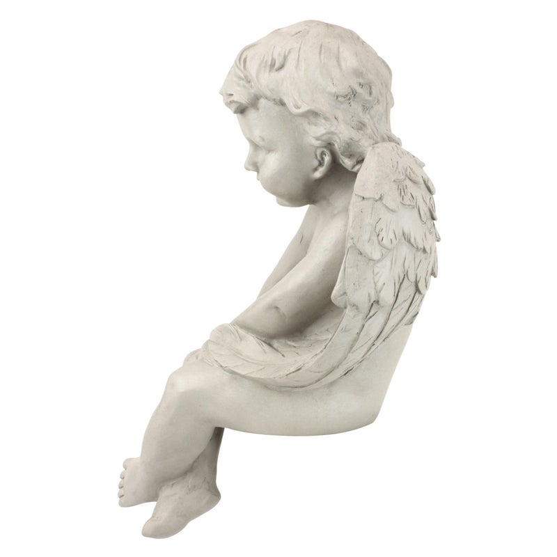Design Toscano JE101261 Angel of Meditation Shelf Sitting Statue, 13 Inch, Polyresin, Antique Stone - Image 3