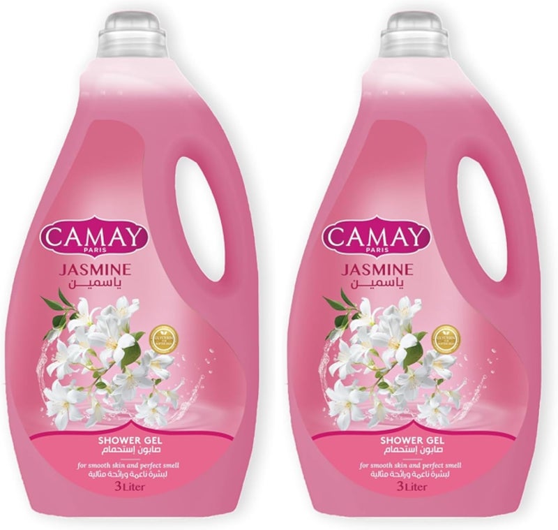 CAMAY Shower Gel Jasmine with Glycerine for softer &amp; fragranced skin, 3L (Pack of 2)