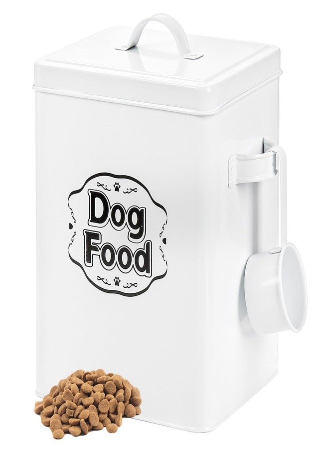Youeon 5-7 Lbs(25 Cup) Metal Dog Food Storage Container with Lid and Scoop, Airtight Dog Treat Container, Farmhouse Pet Food Storage Container, Cute Dog Food Canister, Gift for Dogs and Owners, White - Image 1