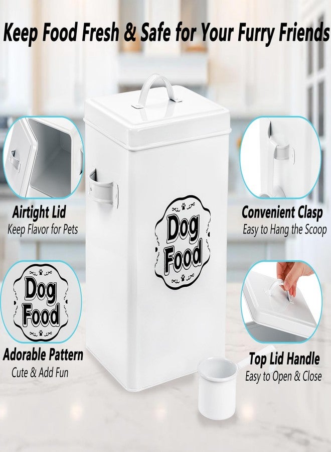 Youeon 5-7 Lbs(25 Cup) Metal Dog Food Storage Container with Lid and Scoop, Airtight Dog Treat Container, Farmhouse Pet Food Storage Container, Cute Dog Food Canister, Gift for Dogs and Owners, White - Image 3