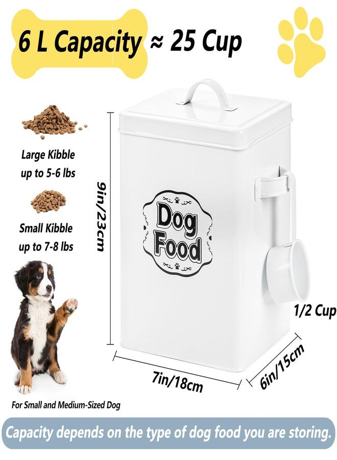Youeon 5-7 Lbs(25 Cup) Metal Dog Food Storage Container with Lid and Scoop, Airtight Dog Treat Container, Farmhouse Pet Food Storage Container, Cute Dog Food Canister, Gift for Dogs and Owners, White - Image 2