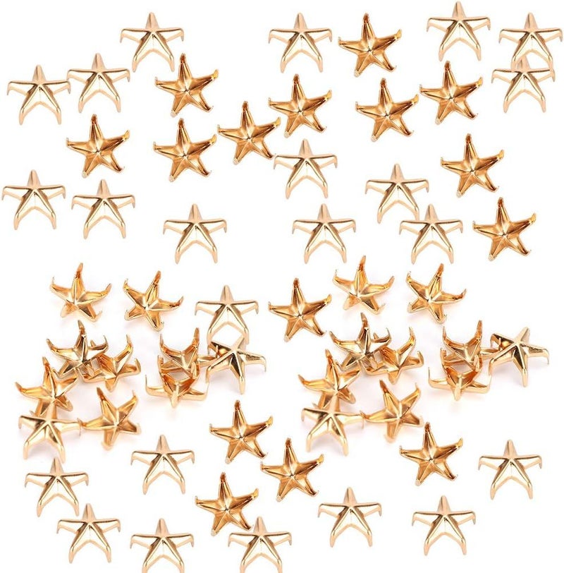 200Pcs Silver Star Rivets For DIY Bags Hats Clothing 10MM Zinc Alloy 2 - Image 1