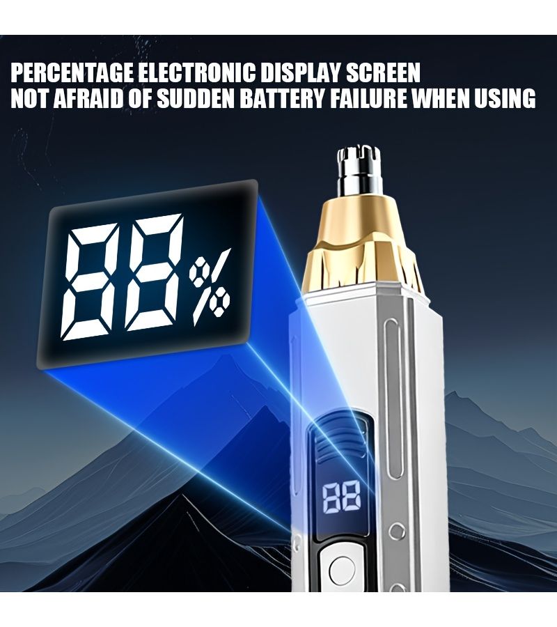 Pink Electric Nose Hair Trimmer USB Charging Digital Display Stainless Steel Blade Painless - Image 4