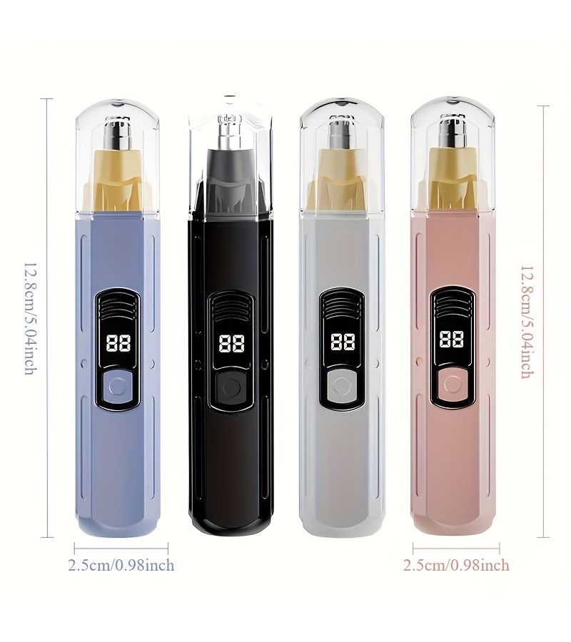 Pink Electric Nose Hair Trimmer USB Charging Digital Display Stainless Steel Blade Painless - Image 3
