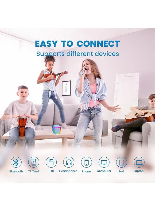 Arabest Portable Karaoke Speaker Kits, Mini Portable Bluetooth Karaoke Speaker with 2 Wireless Mics and led Colorful Lights for Kids Adults, Gifts Toys for Girls Boys Family Home Party, Blue  - Image 3