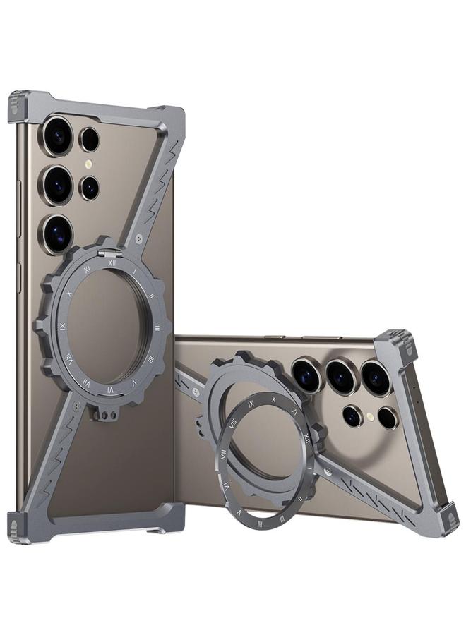 S-TOP Case For Samsung Galaxy S24 Ultra 5G Z-shaped Frameless Metal 360 Holder MagSafe Phone Case - Image 1